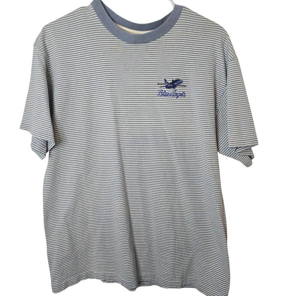 Vintage  Crew Neck Blue Angels striped shirt